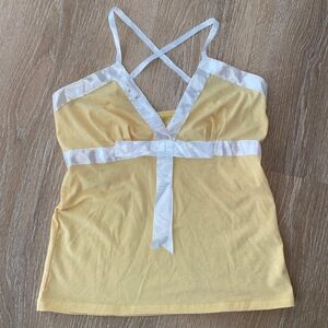 Y2K Style Satin Ribbon And Canary Yellow Strappy Top